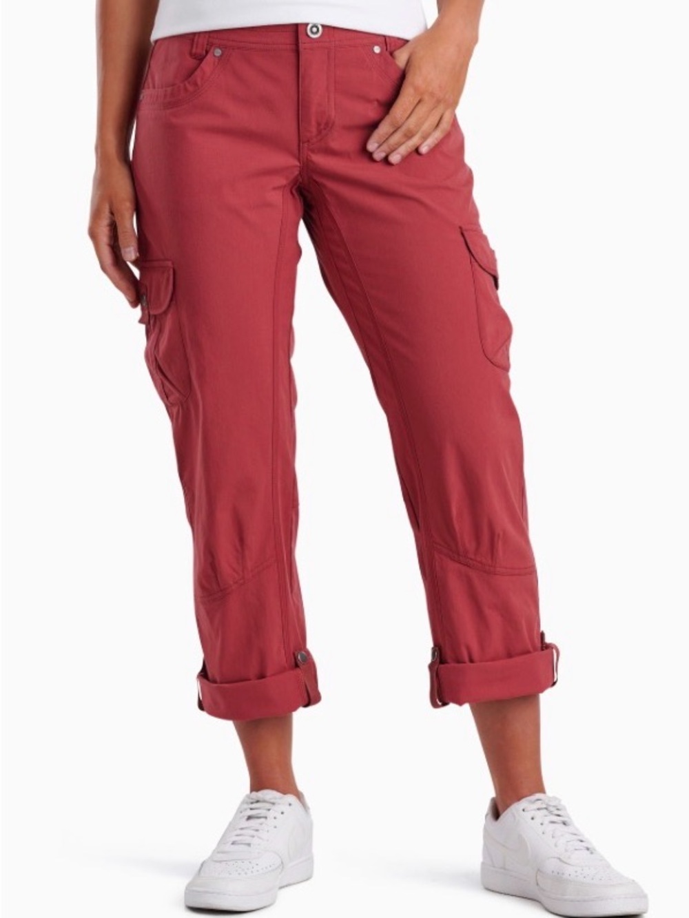 Kuhl W's Splash Roll-Up Cargo Pants Red Sz 6 Short Outdoor Utility Stretch Hike
